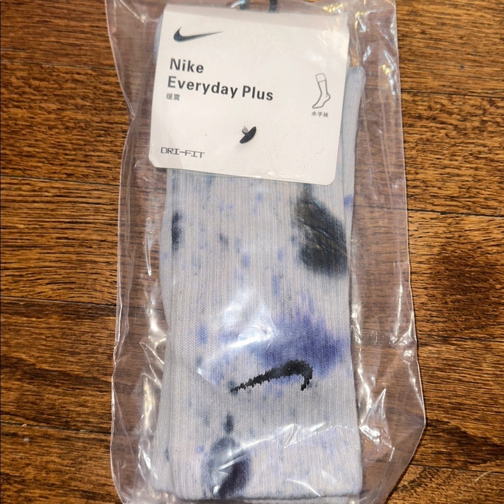 Nike Everyday Plus Dri-Fit Socks Mens Large Tie Dye Blue Navy  - NEW WITH TAGS